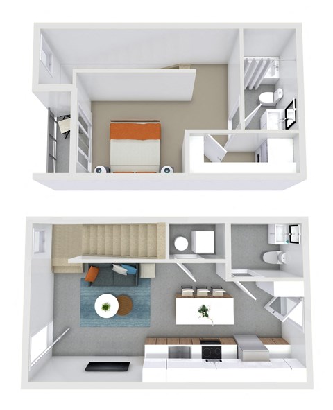 Floor plan for 1 bed, 1.5 baths, 862 sqft